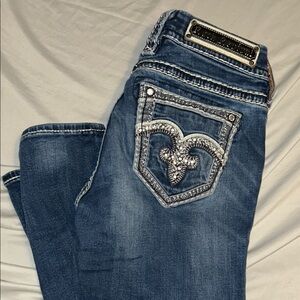 Stylish Blue Embellished Women's Rock Revival Jeans